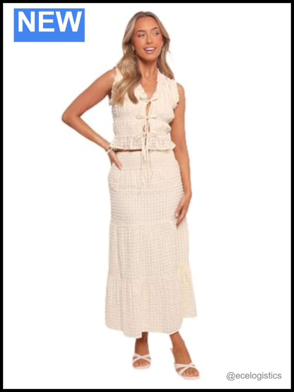 Petal & Pup Women's Gingham Midi Skirt, Elasticized Waist